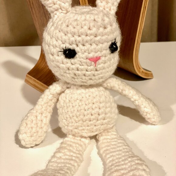 Vintage Handmade Crochet Bunny Plush Doll 12" Tall‎ - Adorable Gift Idea - Picture 3 of 7
